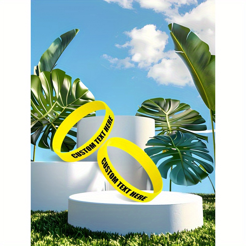 65pcs Custom Silicone Wristbands, Personalized Text